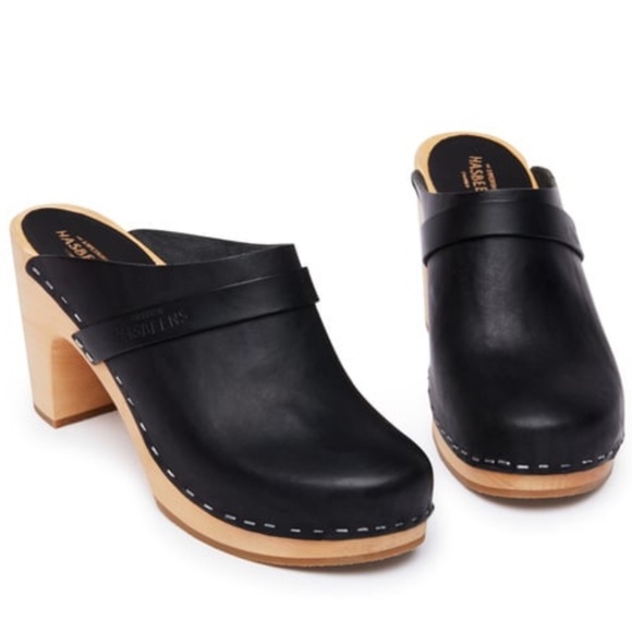 Swedish Hasbeens "Slip in Classic" Black Clogs - Picture 9 of 9